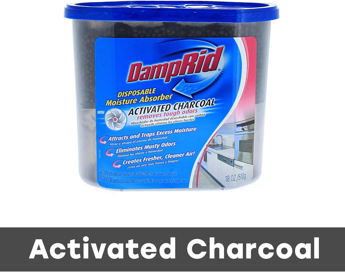 DampRid Fragrance Free Disposable Moisture Absorber with Activated Charcoal, 18 oz., 3 Pack, Moisture Absorber & Odor Remover, Lasts Up To 60 Days, No Electricity Required