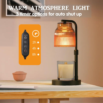 Candle Warmer Lamp with Timer Dimmer,Adjustable Height with 2 Bulbs,Birthday Gifts for Women,for Jar Candles Home Decor,Gold