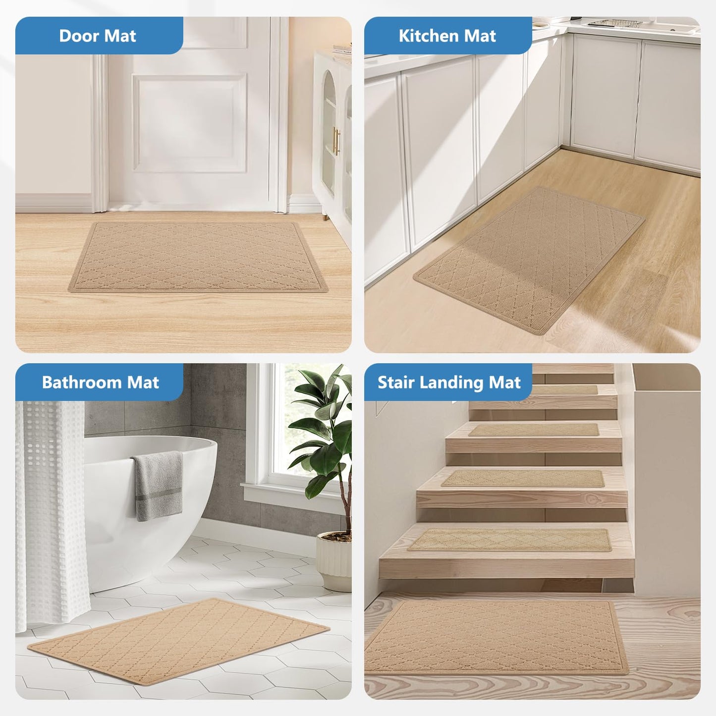 KOOTETA Stair Treads for Wooden Steps Indoor, 15 Pack 8" X 30" Non Slip Carpet Stair Treads with Reusable Adhesive for Kids Elders and Dogs, Surface Polyester TPR Backing Stair Runner Rugs, Dark Grey