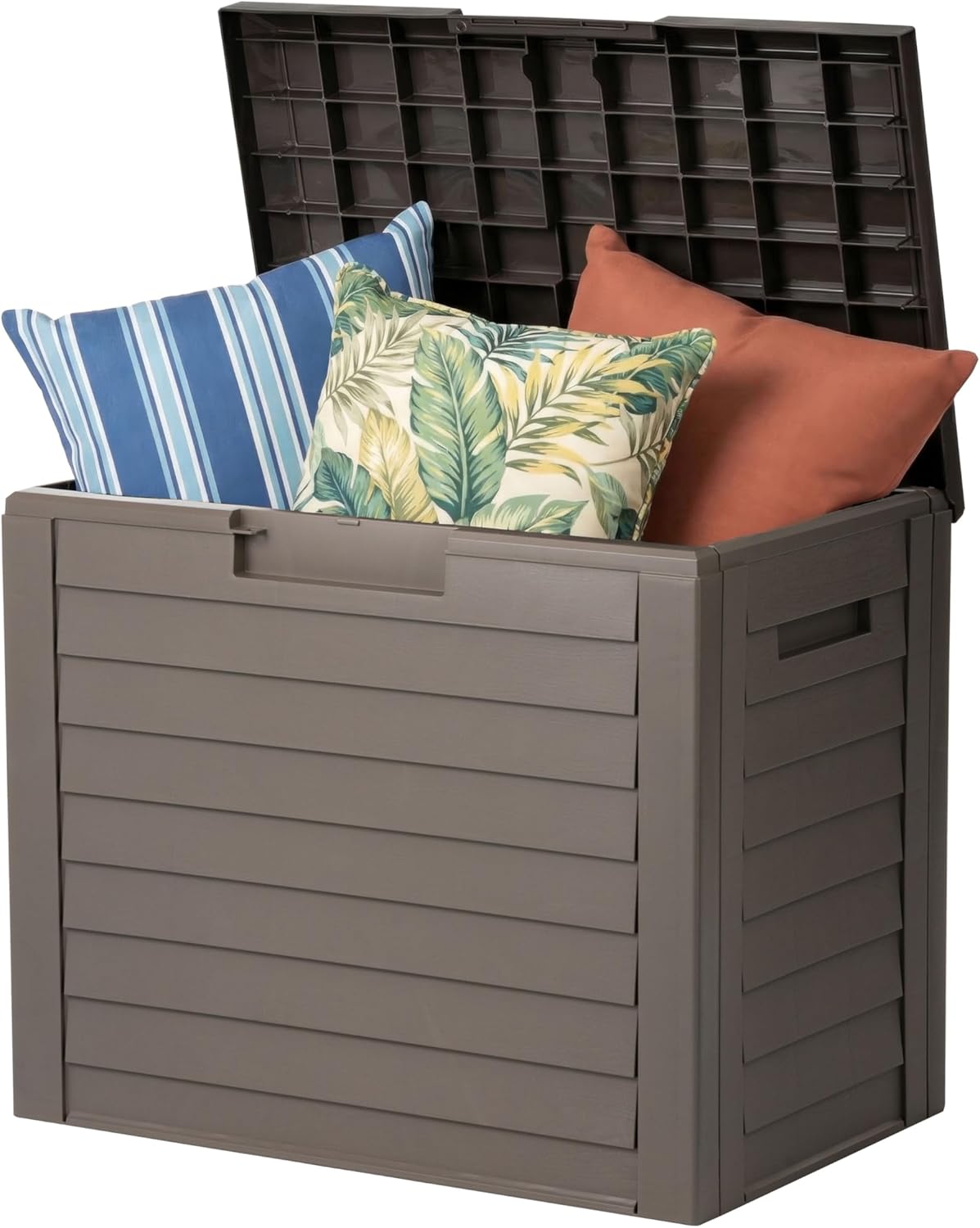 IRIS USA 35-Gallon Outdoor Deck Delivery Storage Box, Lockable & UV-Protected, Weather-Resistant Patio Storage for Cushions, Garden Tools & Packages, Waterproof Resin, Durable & Stylish Design - Beige