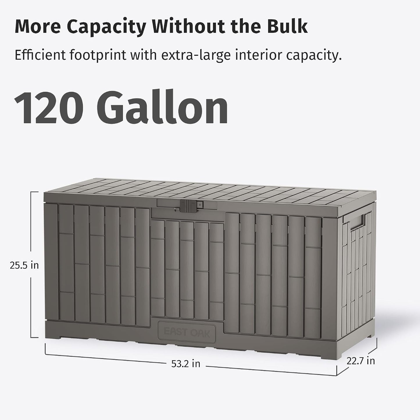 EAST OAK Outdoor Storage Box, 31 Gallon Deck Box Indoor and Outdoor Use, Waterproof Resin Storage Bin for Package Delivery, Patio Cushions, Gardening Tools, Lockable, UV Resistant, Grey