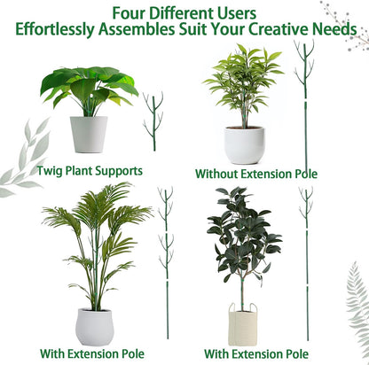 6-Pack Twig Plant Support Stakes Set with Blending Design, 28.8-Inch Towers for Indoor/Outdoor Plants