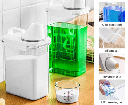 78oz Clear Laundry Detergent Dispenser, Double Sealed Storage Container with Wide Mouth & Funnel Design, Transparent Leak-proof Organizer for Laundry Room, Fabric Softener, Bleach (78OZ)