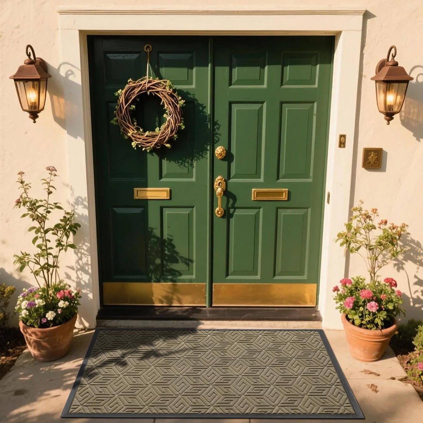 Yimobra Doormat Outdoor Entrance 29.5x17, All-Weather Waterproof Outdoor Mats for Front Door, Non Slip Welcome Door Mat for Patio Proch Outside Entryway Indoor, Black
