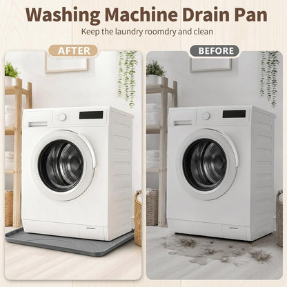 Washing Machine Drain Pan，32''x30'' Silicone Mat with Raised Reinforced Frame & Triangular Reinforcing Rib,fits Most Washer Models, Washing Machine Tray for Floor Protection in Laundry Room (gray)