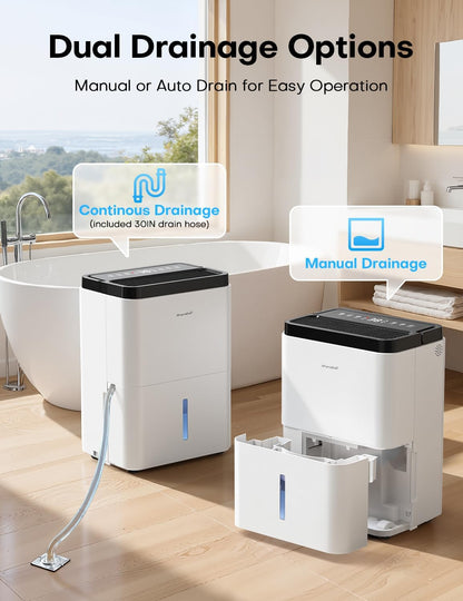 Dehumidifiers for Home, 35oz Dehumidifier for Bathroom with Auto Shut-off Auto Defrost, Whisper Quiet Dehumidifier for Bedroom Office RV Closet Wardrobe (White)
