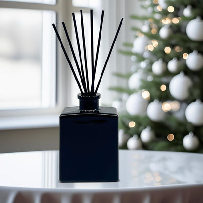 Urban Naturals Smoked Vanilla Reed Diffuser Set with Vanilla Bean, Sandalwood & Leather – 5 Ounce Sleek Black Rectangular Refillable Glass Bottle – Made in the USA