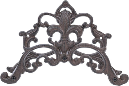Cast Iron Garden Hose Holder, Wall Mount Hose Storage (Brown)