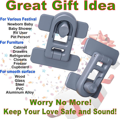 RV Camper Refrigerator Lock, 180° Swivel 90 Degree Adhesive Childproof Fridge Latch for Cabinet No Drill, Baby Proofing Freezer Oven Drawer, Renter Friendly Safety Lock for Toddler Cat 2PCS