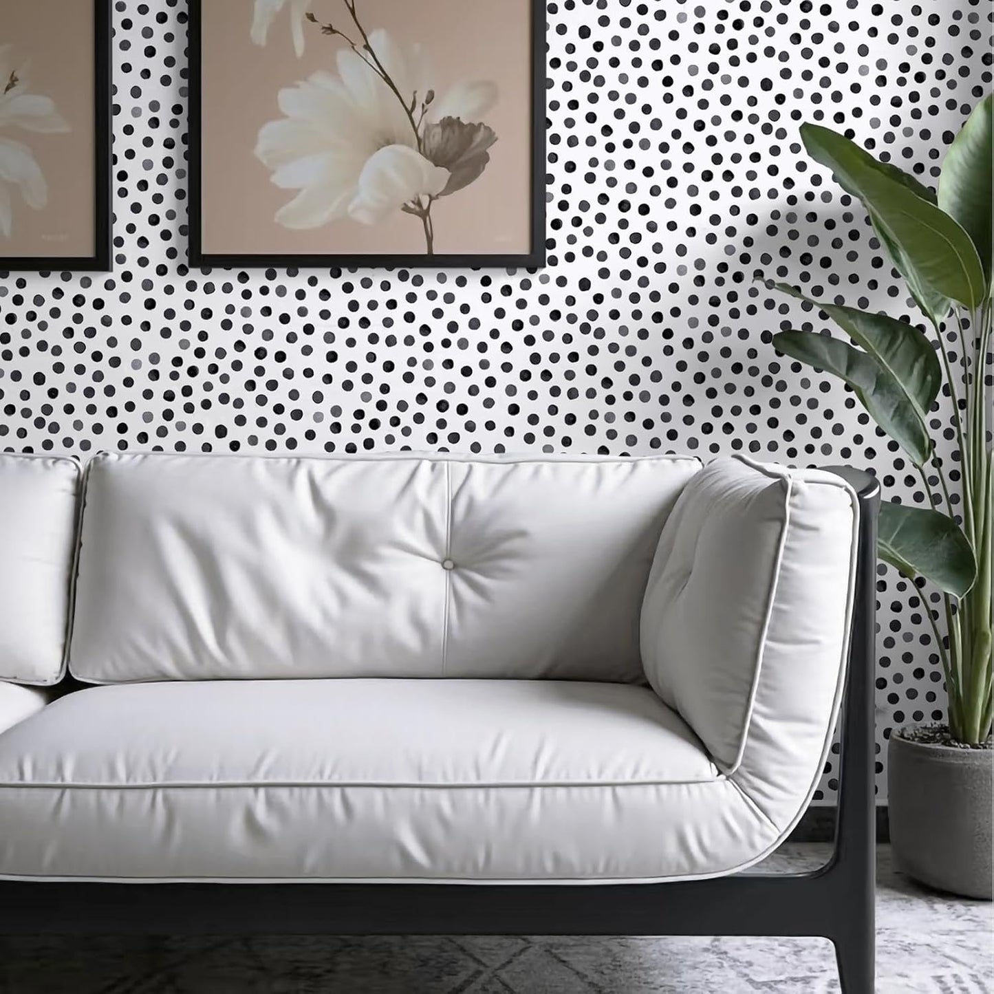 Dimoon 17.3" X 78.7" Peel and Stick Wallpaper Floral Contact Paper Boho Beige White Renter Friendly Natural Wall Paper Waterproof Removable Self Adhesive Wallpaper for Bedroom Livingroom Vinyl Roll