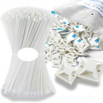 Zip Tie Mounts - SeuYeugX 100PCS Cable Self Adhesive Mounts Set for Wire Management with Stick Pads Anchors Clips Squares Holders (Black)