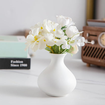White Ceramic Bud Vase Set of 5, Mini Vases for Flowers, Decorative Small Vases for Home Decor, Boho Wedding Centerpieces, Living Room, Dining Table & Shelf Decor