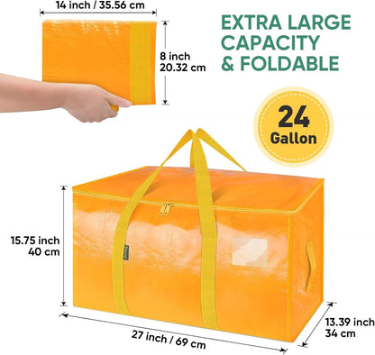 BALEINE 6-Pack Oversized Moving Bags with Reinforced Handles, Heavy-Duty Storage Tote for Clothes, Moving Supplies (Clear, 6-Pack)