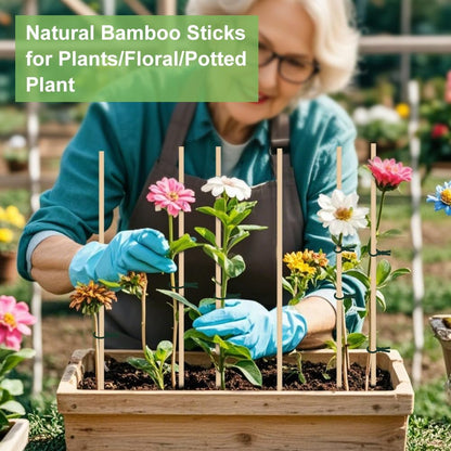 46 PCS Bamboo Plant Stakes 18 Inch, 5mm Thick Wood Plant Support Stakes | for Seedlings Gardening Potted Floral Plant, Indoor Wooden Sign Posting Garden Stick, Crafts Sticks with 46 PCS Wires(4")