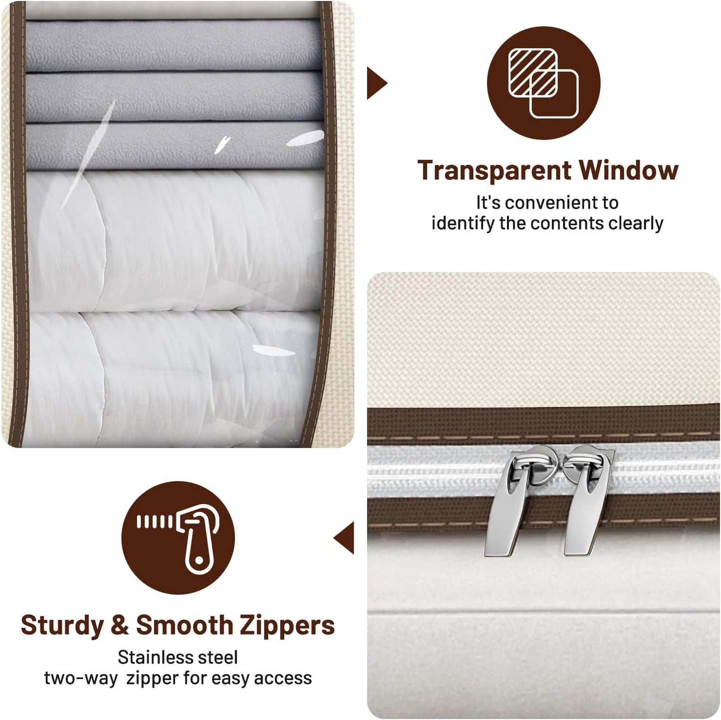 SLEEPING LAMB 170L Huge Blanket Storage Bag, Sturdy Oxford Fabric Comforter Storage Bag with Handles and Window, Foldable Bedding Container Organizer for King-size Duvets, Sheets, Pillows, Clothes