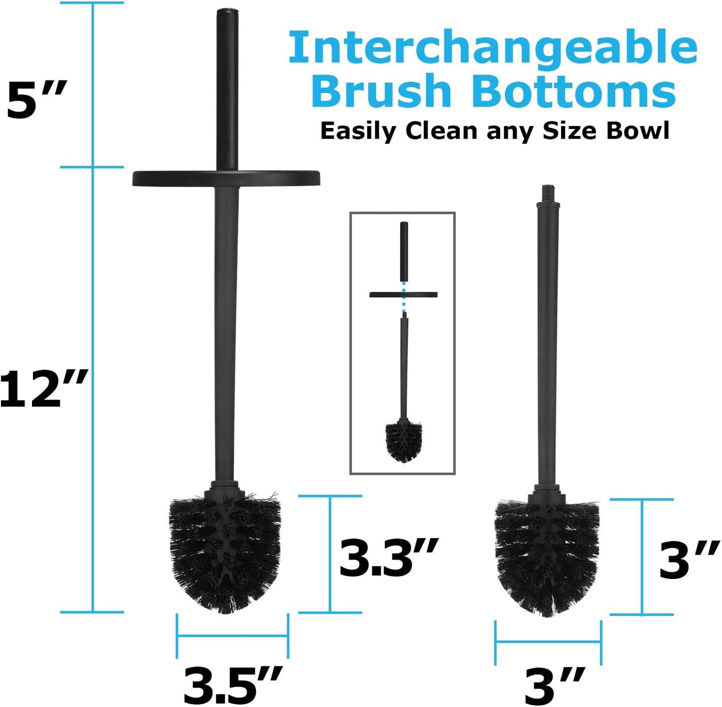 Blue Donuts Toilet Brush and Plunger Set with Holder, Modern Chrome Bathroom Accessories Toilet Plunger and Toilet Bowl Brush Combo