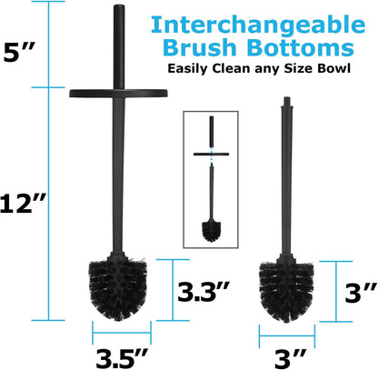 Blue Donuts Toilet Brush and Plunger Set with Holder, Modern Chrome Bathroom Accessories Toilet Plunger and Toilet Bowl Brush Combo