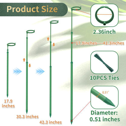 Telescoping Plant Stakes,3Pcs 17.9In to 42.3In Adjustable Monstera Plant Support Orchid Sticks with Clips, Plant Sticks Support Tall for Monstera,Orchids,Tomatoes,Vines & Indoor Outdoor Plants