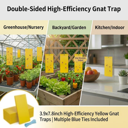Yellow Sticky Traps 3.9"x7.8" 30 Pack – Dual-Sided High Adhesive Fruit Fly Trap for House Plants, Indoor & Outdoor Gnat Trap for Fungus Gnats, Fruit Flies, Whiteflies –Ideal for Kitchen, Garden