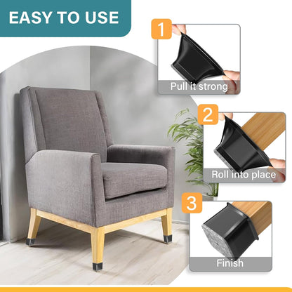 Ansible 24 Pcs Chair Leg Floor Protectors Square, Silicone Felt Furniture Leg Pads Caps Covers for Hardwood Floors (Fit:1-1/16" to 1-5/8")