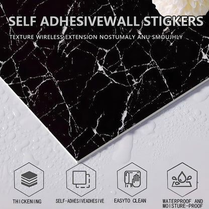 10pcs Peel and Stick Tile Shower Waterproof Marble Tiles Wall Panels, 11.8"x11.8" Self-Adhesive Backsplash Tile, PVC Wall Panels Shower Tiles for Home Bathroom, Kitchen, Living Room Blue