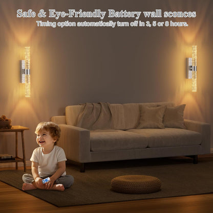 camuucci Battery Operated Wall Sconces Set of 2 Rechargeable Battery Powered Wall Light with 12000mAh Not Hardwired Dimmable Wall Lamp Fixtures for Bedroom Living Room Gold 15.3 Inches