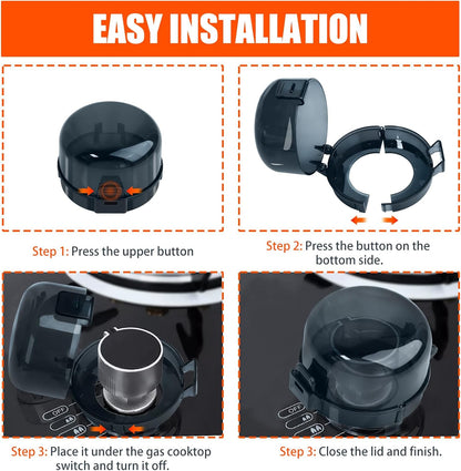 Stove Knob Safety Covers Baby Proofing for Press Stove Knob and Oven Knob Child Safety Locks - 5 Pack (Black)
