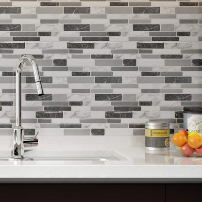 Art3d 10-Sheet Peel and Stick Kitchen Backsplash Tiles, 12"x12" Self-Adhesive Marble Grey Wall Tiles for Kitchen and Bathroom