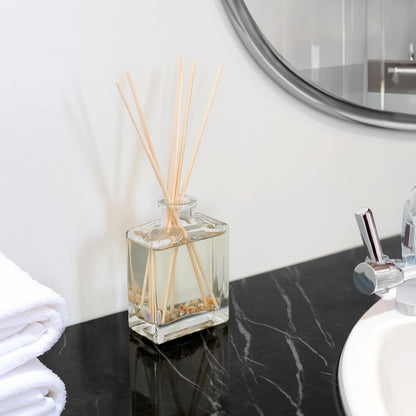 Urban Naturals Smoked Vanilla Reed Diffuser Set with Vanilla Bean, Sandalwood & Leather – 5 Ounce Sleek Black Rectangular Refillable Glass Bottle – Made in the USA