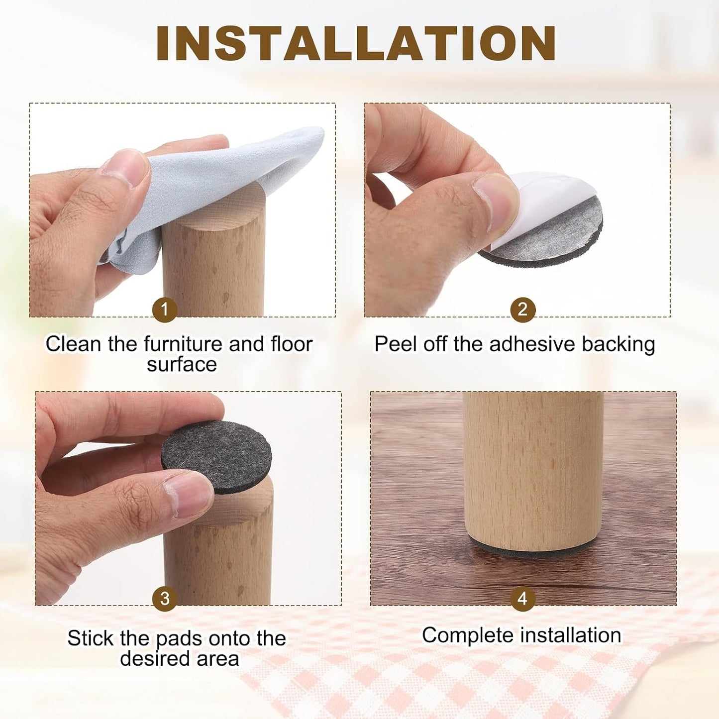 uxcell 32Pcs Non Slip Furniture Pads, 3" Round Self Adhesive Felt Bumpers Noise Reducing Furniture Feet Floor Protector for Chairs Tables Furniture Legs (White 0.2" Thick) - Colors A