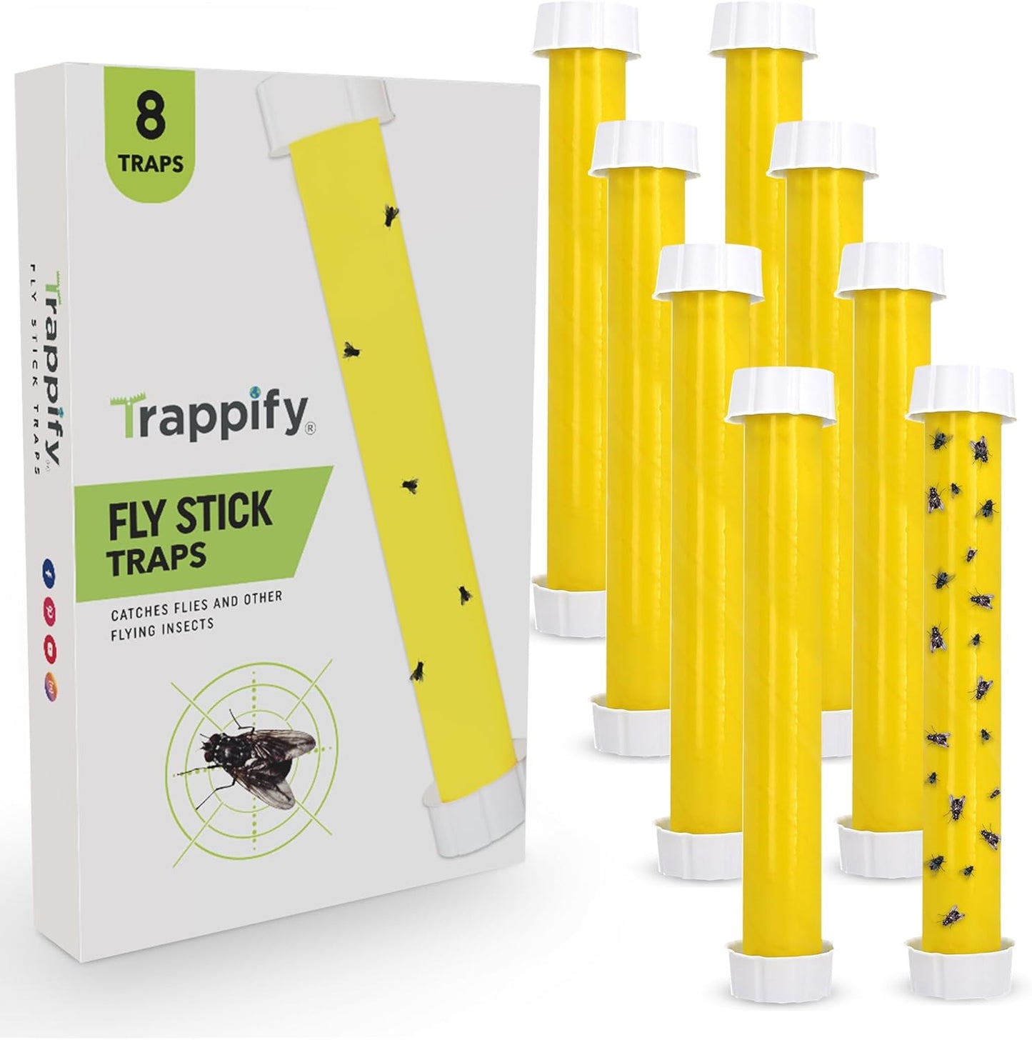 Trappify Hanging Fly Traps Outdoor: Fruit Flies and Flying Insect Trap for Indoor & Outdoor Use I Disposable Sticky Fly Trap Indoor House Pest Control (2 Pack)