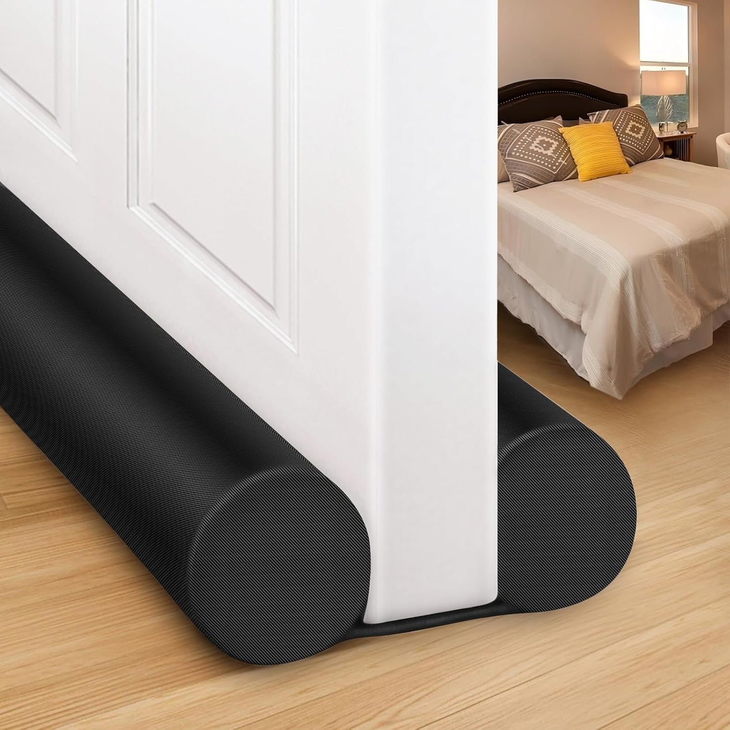 MAXTID Large Door Draft Stopper for Bottom of Doors 36” Under Door Sweep Noise Blocker Black Gap Stoppers Adjustable Doors Seal Sweep Guard Draft, Window Breeze Stoppers, Home Essentials Gadgets