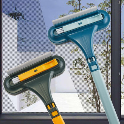 Window Screen Cleaning Brush, Double Sided Window Cleaning Brush and Scraper, Mesh Screen Cleaner,Multi-Purpose CleaningBrush for Patio, Door, Porch Screens