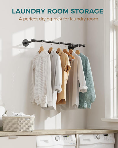 OROPY 33" Industrial Pipe Clothing Rack, Wall Mounted Clothes Rack | Closet Rods for Hanging Clothes, Multi-purpose Hanging Rod for Laundry Room, Bedroom and Closet Storage