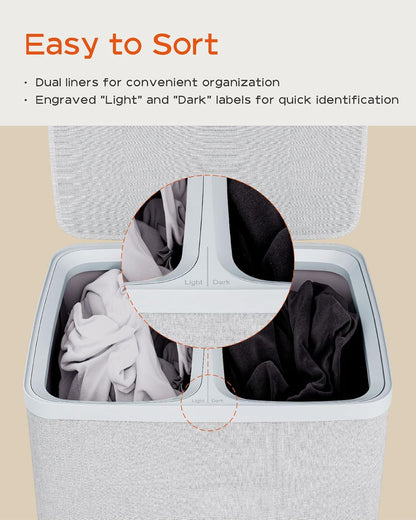 CASAMAYA Laundry Basket with Lid, Laundry Hamper 3 Section, 190L collapsible Laundry Organizer, Easy Assembly, with Handles and Removable Liners, 25.2 x 15.7 x 29.5 Inches, Beige JSP904M