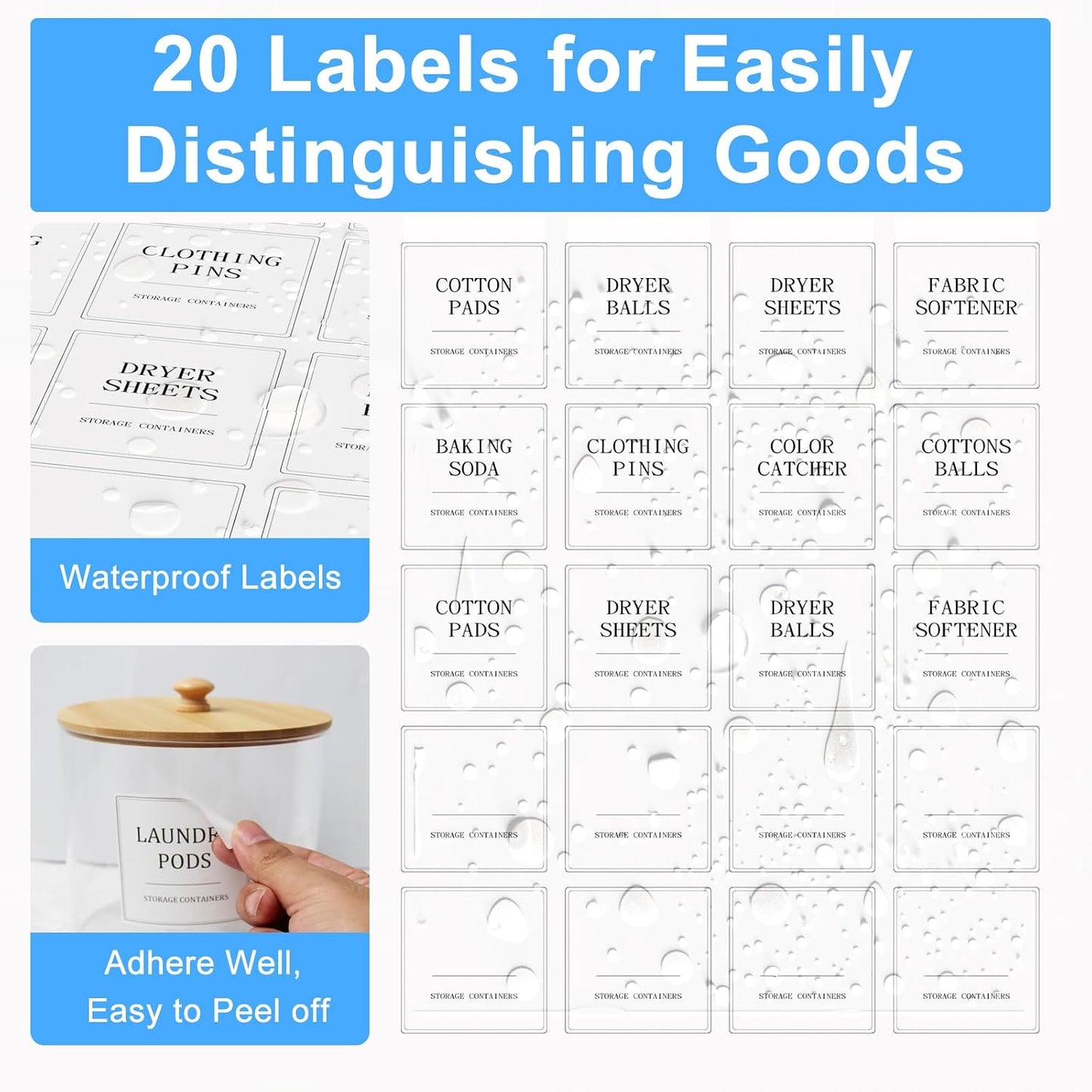 3+1 Pack Laundry Pods Containers & Dryer Sheet Holder & Laundry Detergent Dispenser, Laundry Room Organization and Storage Jars with Lids, Labels and Scoops for Scent Booster Powder Pods, Black Lid