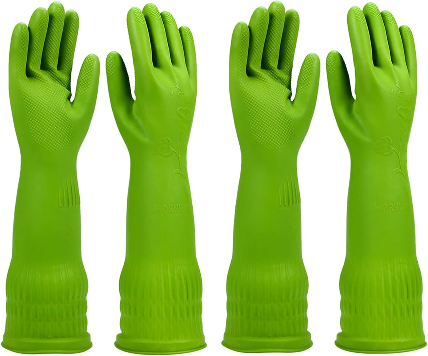 Dishwashing gloves 2 Pairs for kitchen,Rubber cleaning gloves,Long dish gloves reuseable.