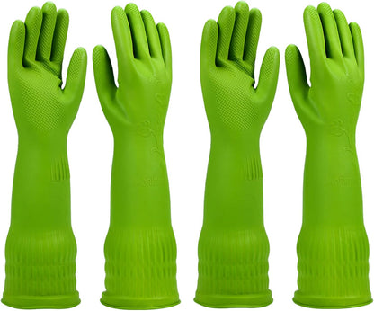 Dishwashing gloves 2 Pairs for kitchen,Rubber cleaning gloves,Long dish gloves reuseable.