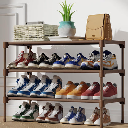 Kitsure Shoe Rack - Non-Woven Shoe Rack Shelf, Shoe Organizer for Closet, Entryway, Garage & Corridor, Stackable Shoe Shelves, 27.5" Wide - 3 Tier, Black
