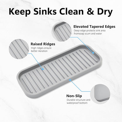 Silicone Sponge Holder Kitchen Sink Organizer Tray Dish Caddy Soap Dispenser, Scrubber Spoon Holder,Dishwashing Accessories 2 Pack (Black)