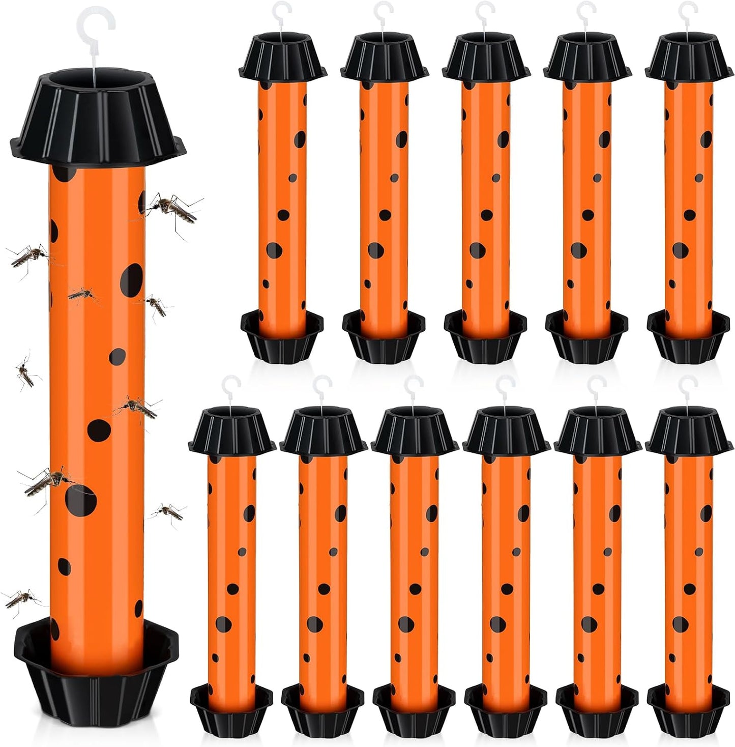 12 Pcs Sticky Fly Trap Fly Stick Indoor Outdoor Long Lasting Adhesive Fly Catcher with Hanging Hook for Wasps Gnats Bugs Insects Moths Fruit Flies Mosquitoes Spiders Fleas (White)