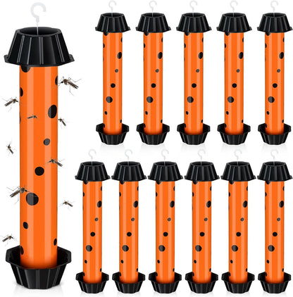 12 Pcs Sticky Fly Trap Fly Stick Indoor Outdoor Long Lasting Adhesive Fly Catcher with Hanging Hook for Wasps Gnats Bugs Insects Moths Fruit Flies Mosquitoes Spiders Fleas (White)