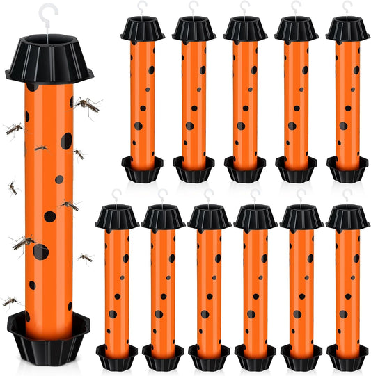 12 Pcs Sticky Fly Trap Fly Stick Indoor Outdoor Long Lasting Adhesive Fly Catcher with Hanging Hook for Wasps Gnats Bugs Insects Moths Fruit Flies Mosquitoes Spiders Fleas (White)