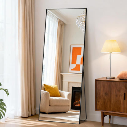 DUMOS 64"x21" Arched Full Length Floor Mirror, Full Body Mirror with Stand, Shatterproof Tempered Glass, Modern Aluminum Alloy Frame, Free Standing or Leaning for Home Decor, Gold
