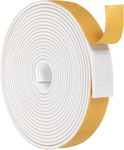 MECCANIXITY Weather Door Seal Strip Tape, Door Insulation Stripping Single Side Strong Self Adhesive Foam Tape Gap Filler for Door, Window, 1/4 Inch x 1/16 Inch x 32 Feet White 2 Pack