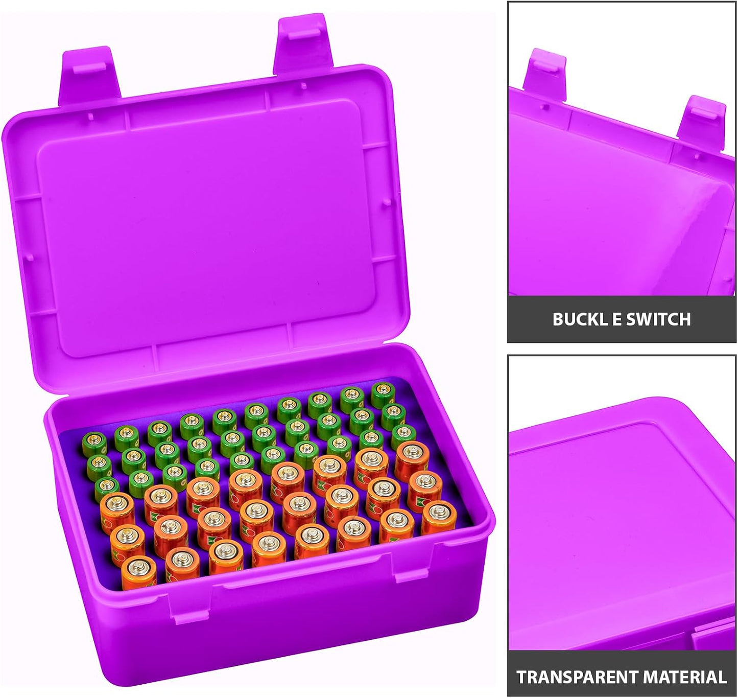 Battery Organizer Storage Box, Garage Case Holder for 24* AA, 30* AAA Batteries (Bag Not Include Batteries Pack) (white)