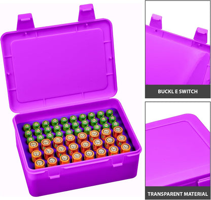 Battery Organizer Storage Box, Garage Case Holder for 24* AA, 30* AAA Batteries (Bag Not Include Batteries Pack) (white)