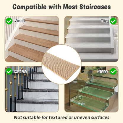 Stair Treads for Wooden Steps: 15PCS Non Slip Peel and Stick Stair Treads, 8" X 30" Stair Runner, Carpet Stairs Treads Machine Washable Adhesive Stair Rug for Kids Elders & Pets