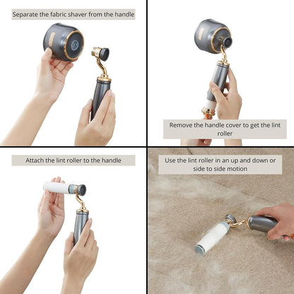SALAV® Retro Edition 2-in-1 Rechargeable Fabric Shaver and Lint Roller, 6-Blade System, Removes Fuzz and Pilling on Fabrics, Includes Charging Cable (Rose)