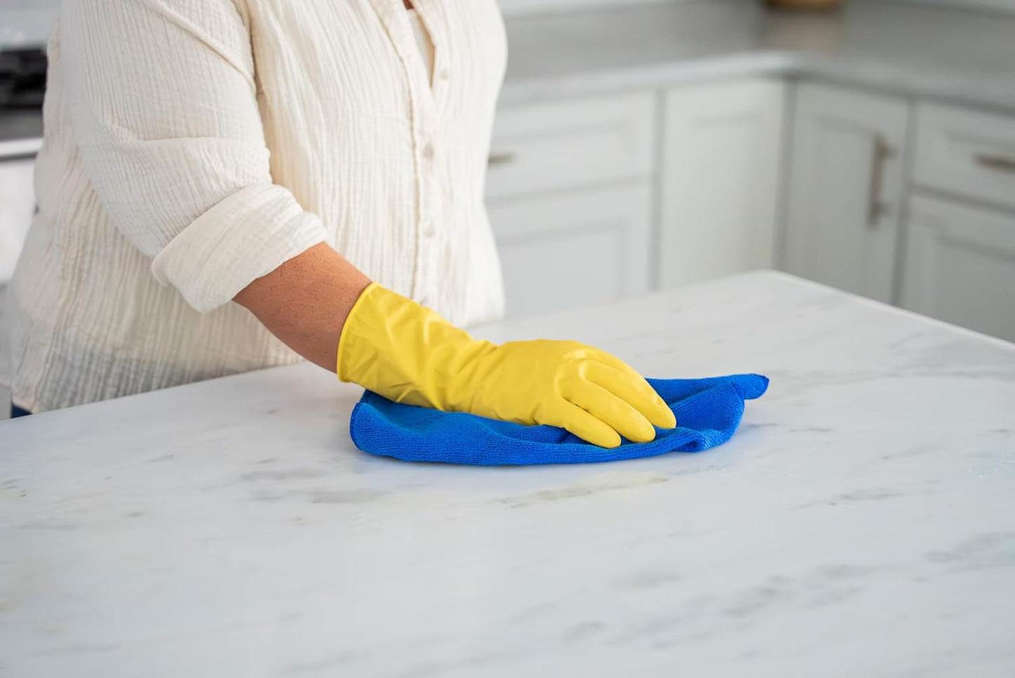 Mr. Clean Bliss Cleaning Gloves Premium Reusable Vinyl Latex-Free Gloves with Non-Slip Grip, Large